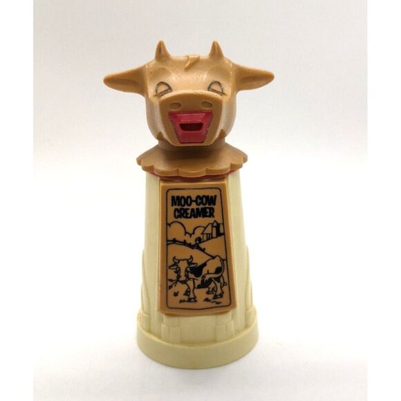 Whirley Industries CREAMER Moo Cow Plastic Brown Cream 2 Pieces 6" Vintage - Picture 2 of 7